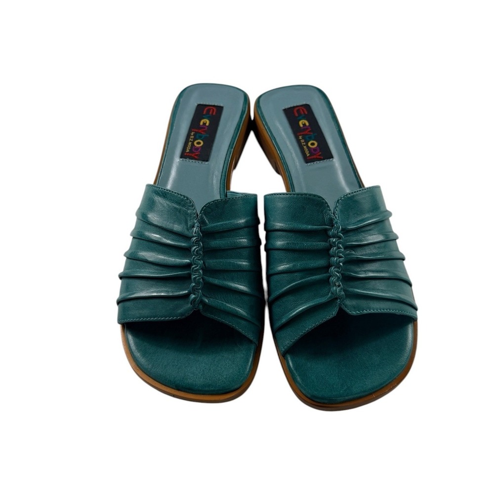 Everybody by BZ Moda Alpa Sandals Women 9.5 EU 40 Teal Leather Slides NIB